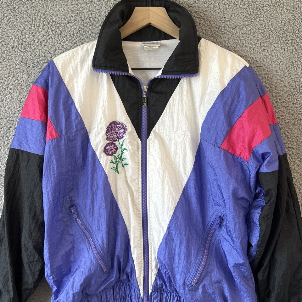 Traje de chándal vintage Sergio Tacchini 8 bolsillos con cremallera en el tobillo núcleo de abuela años 80 Italia Foto 2 de 4