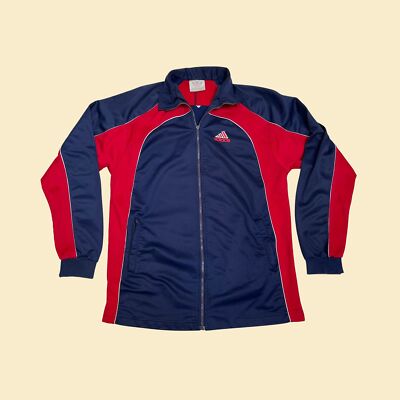 Vintage 1980s Adidas track jacket, size L, 80s zip up red Vintage 1980s Adidas track jacket, size L, 80s zip up red