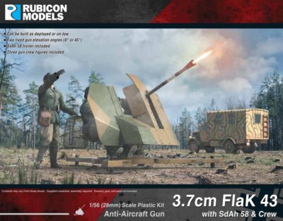 Rubicon Models 280074 - 3.7cm FlaK 43 with SdAh 58 Trailer & Crew