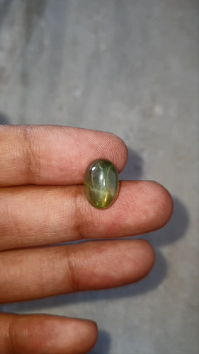 9.38Ct 6 Rays Green Star Sapphire Oval Cabochon Lab Grown Loose Gemstone 14x10MM - Video 1 of 1