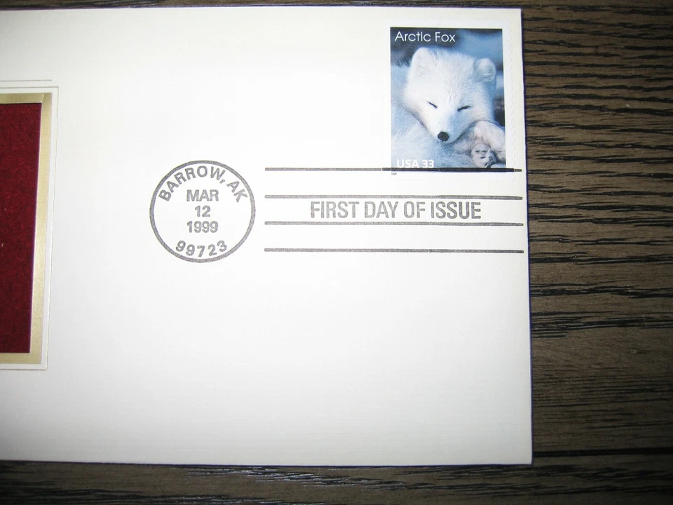 Arctic Animals Fox FDI replica Gold Golden Cover FDC 1999 Stamp - Image 3 of 3