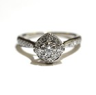 14k white gold .52ct round diamond fancy halo engagement ring 4.2g estate  7.5 — photo 3