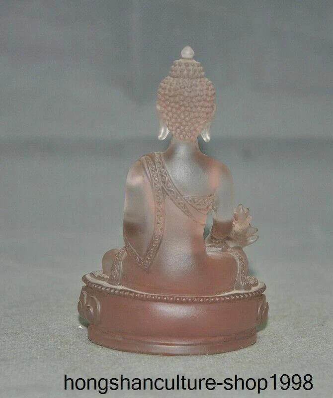 4,8"" Budismo Tibetano Templo Vidrio Sakyamuni Sakyamuni Medicina Buda Estatua Foto 4 de 4