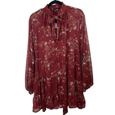 Fashion Nova Womans NWT Dress floral short flowy lined button tie waist neck  XL