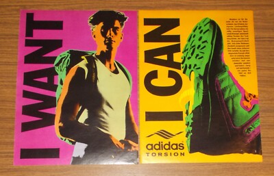 Seltene Werbung vintage ADIDAS TORSION Sportschuhe - I want - I can #2 1989