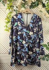 Zara Trafaluc Multicolor Flowy Long Sleeve Dress V Neck Size Small