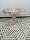 Vtg Murano Style Glass Vase Hand Made Italy Pink Yellow Flower w/ Twisted Stem