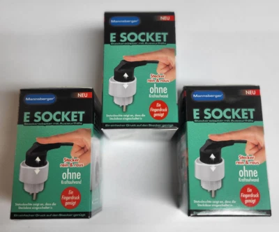 MANNSBERGER 3 Stück One Touch Tap Steckdosenadapter Schuko Stecker Adapter mit Auswurfhilfe