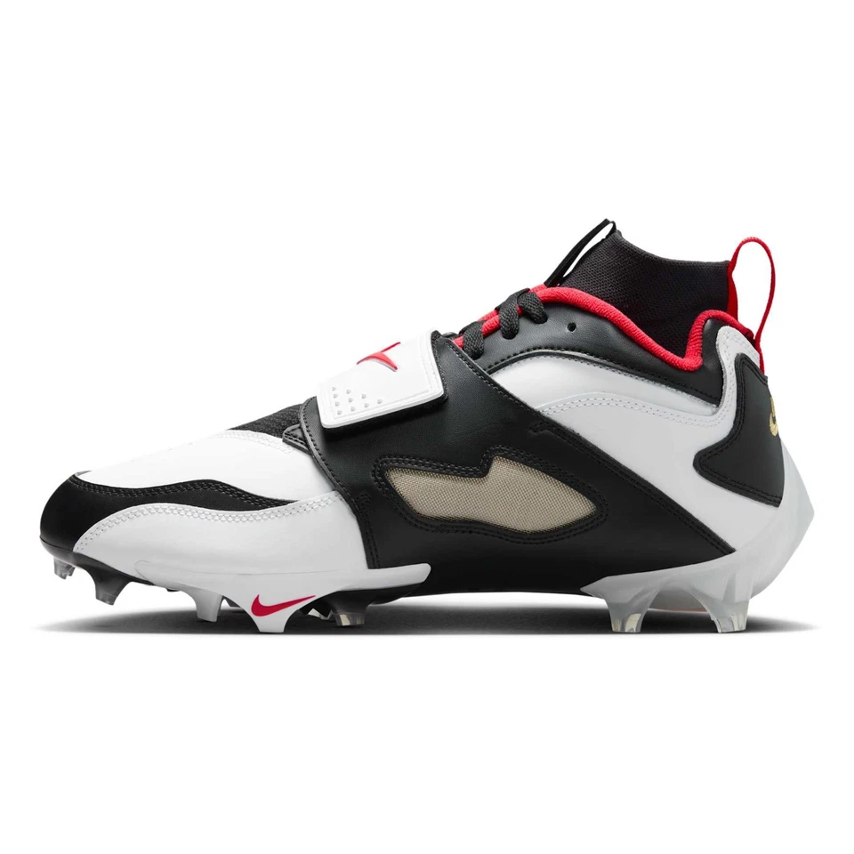 Nike Diamond Turf 93 TD Football Cleats Size 7.5 White Black Red 49er HF5298-100 - Image 2 of 4