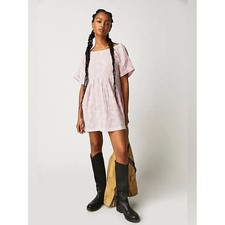 Free People Belezza Printed Babydoll Dress in Pink Combo Size XS