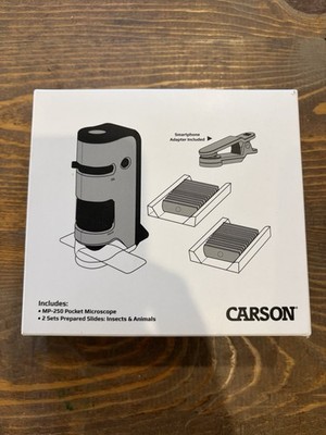 Carson Microflip 100-250x High Power Pocket Microscope With 24 Prepared Slides