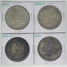 1882 1889-O 1891-O 1921 Morgan Dollar Lot of 4