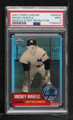 2007 Topps Chrome The Story Refractor 28/500 Mickey Mantle PSA 9 MINT HOF 09gn
