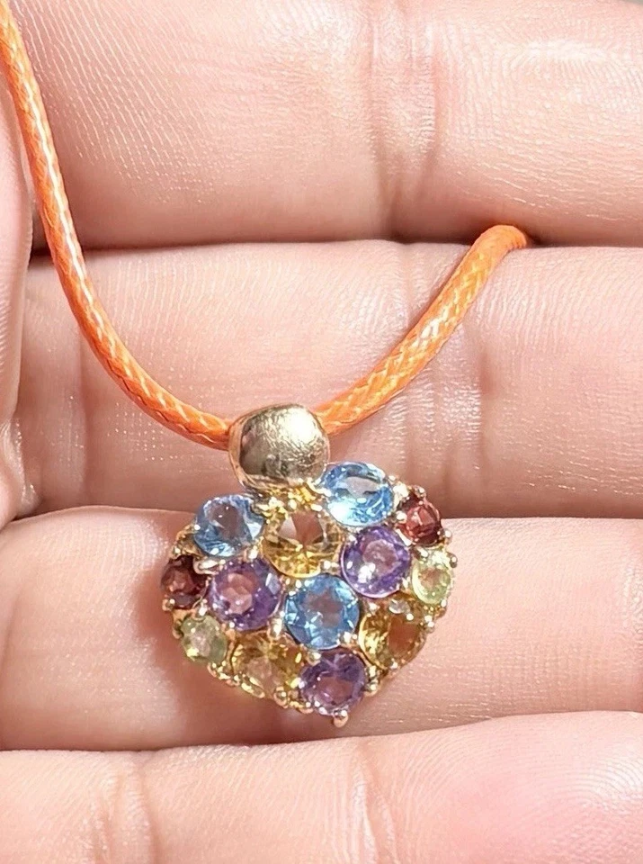 14k Multicolor Pendant Slide Stones  2.2G 14k 13stones Large  .63in 1.9mmB - Image 2 of 4