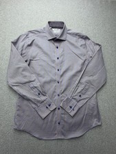 Twillory Dress Shirt Mens 16 34/35 Blue Gingham Non Iron Safe Cotton Slim Fit