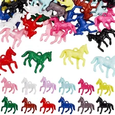 Pandahall 48pcs Opaque Acrylic Pendants 12 Colors Little Horse Animal Resin C...