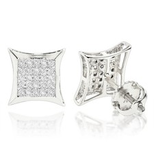 10K Gold Round Diamond Kite Stud Earrings 0.18ct for Men and Women