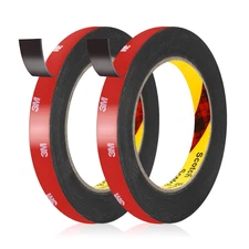 2 Rolls Double Sided Tape Heavy Duty, 0.5IN X 16.5FT Two Sided Mounting Tape Wat