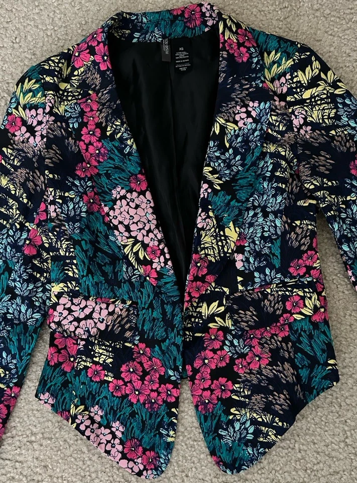 Bisou Bisou Patrón Floral Manga Larga Chaleco Cárdigan Negocios Informal Talla XS Foto 2 de 4