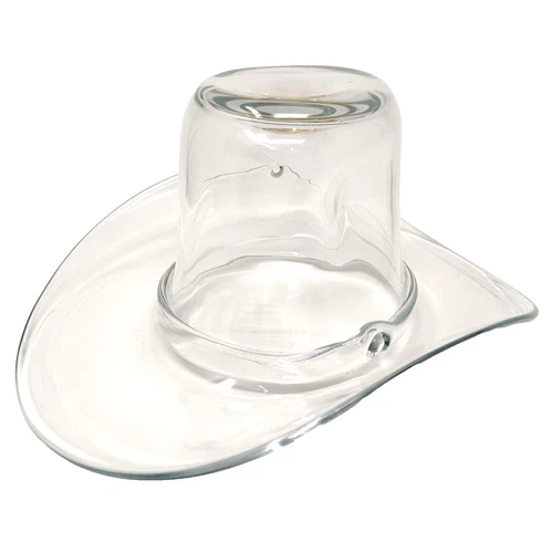 Blenko Cowboy Hat Clear Glass Ice Bucket Sculpture Vase MCM Art Hand Blown 13.5"
