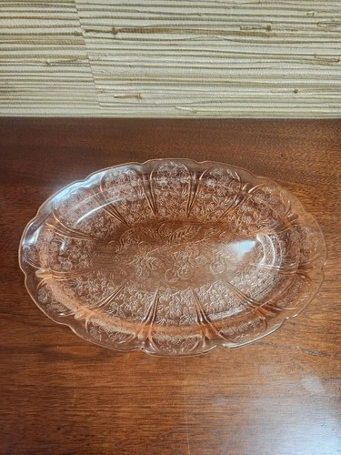 Vintage Pink Depression Glass Jeannette Cherry Blossom Platter