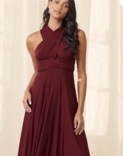 Lulus Burgundy Halter Crisscross Dress With Open Back Size Small