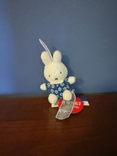 NEW Keychain 3  Miffy Plush Bunny In Blue Flower Dress Round1 Mascot