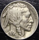 1936 Buffalo Nickel 5c US Coin Philadelphia Mint
