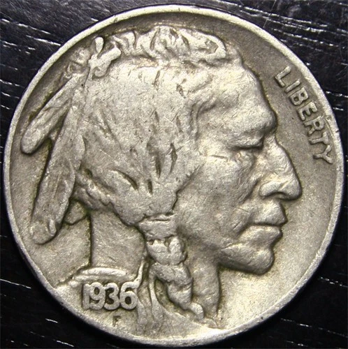 1936 Buffalo Nickel 5c US Coin Philadelphia Mint