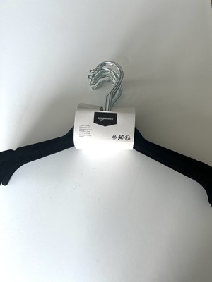 15 pack  Amazon Basics Slim Hangers Velvet Non-Slip Black 