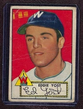 1952 Topps Baseball Card #123 Eddie Yost, Washington Senators, Good!
