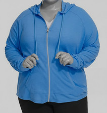Calvin Klein Performance Womens' Blue Heathered Fitness Hoodie Plus Size 1X