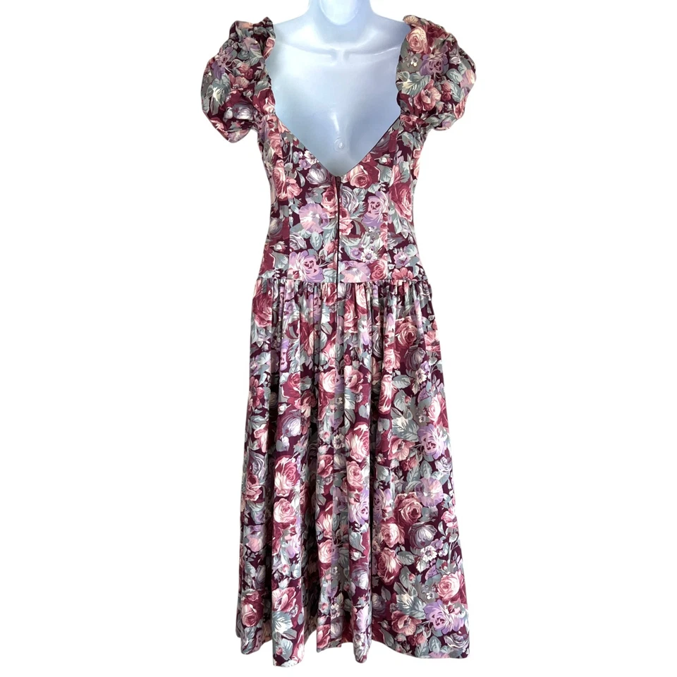 Vintage Laura Ashley Rose Garden Tea Dress Full Sweep Size 10 Cottage Wedding - Image 3 of 4