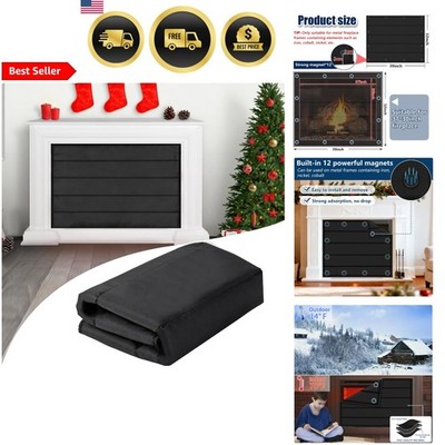 Fireplace Draft Stopper Magnetic Cover Heat Loss Insulation Black 39x32