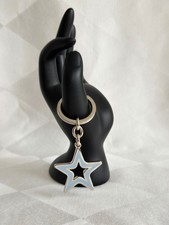 COACH Vintage Signature Blue Enamel Star Keychain Key Ring FOB NWOT