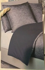 The Threadery Euro Sham Lot of 2 Linen Erased Jacquard Blue And Gray 26 x 26"