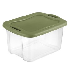 Clear Storage Container with Full-Grip Handles 40 Quart Green Plastic Storage