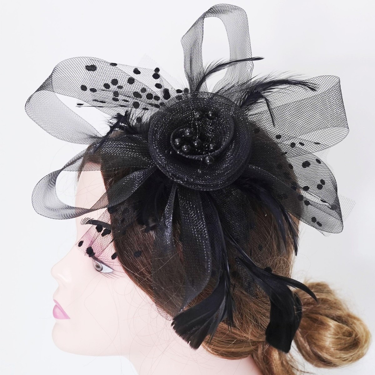 4927 Women Fascinator Hats 20s 50s 80s Tea Party Wedding Cocktail Pillbox Fascinators Hats 20s 50s Pillbox Hat Cocktail Tea Party for  main image 3