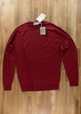 JOHN SMEDLEY Lundy solid wolf red wool crewneck sweater Size Medium authentic