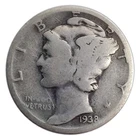 1938-S Mercury Dime AG About Good 90% Silver