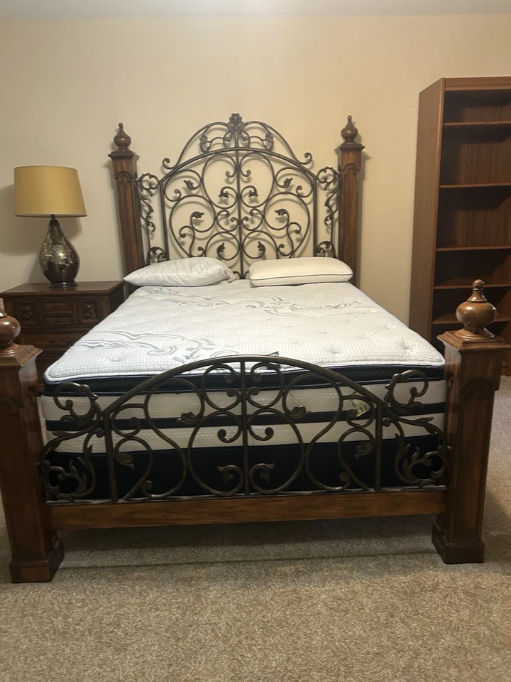 Large Wood And Metal Queen Bedroom Set. Moving And Has To Go!!! Any Offers??? - Image 2 of 4