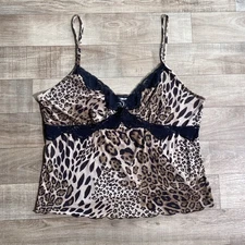 Studio Donatella Women’s Size L Black & Brown Cheetah Super Soft Pajama Top