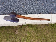 Genuine 1800's Antique Hewing Broad Axe Timber Ax Tool 12" Blade - 36" overall