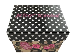 Betsey Johnson EMPTY BOX Polka Dot 3.5” x 5” x 4.5” w Ribbon, Tissue, Gift Card