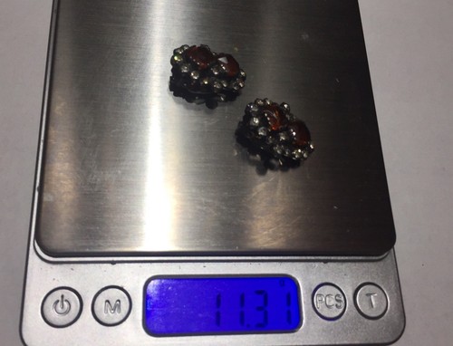 Victorian Riviere Sterling silver BIG Golden Topaz Paste necklace earrings BOXED - Picture 10 of 11