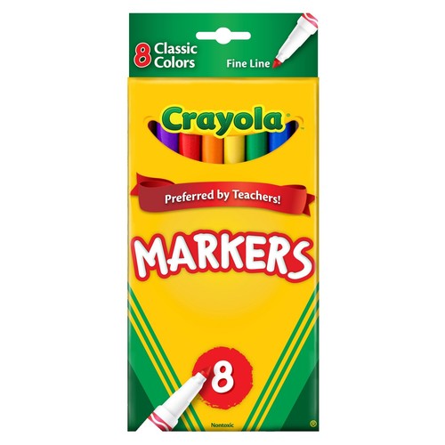 Crayola Classic Fine Line Washable Marker, 8 per Pack 24 Packs per case