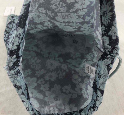 NWT~ Vera Bradley Rain Garden Navy Mint Reactive Drawstring Collapsible Backpack