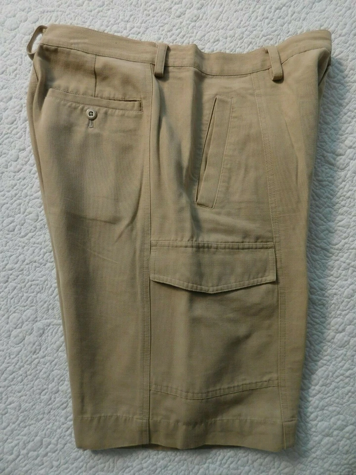 Paradise Collection Mens 32 Cotton Blend Beige Cargo Shorts - D4016 - Image 4 of 4