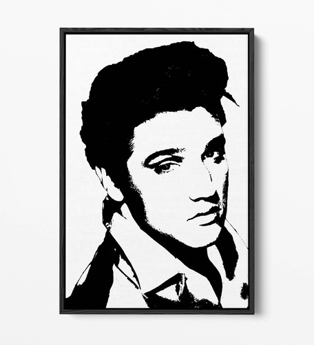ELVIS PRESLEY KING OF ROCK - WANDBILDDRUCK AUF LEINWAND MIT SCHWEBEFFEKT - SCHWARZ & WEISS - Bild 5 von 12