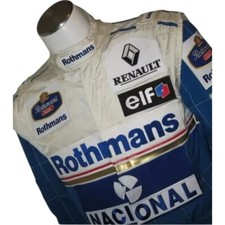 Tuta da corsa go kart Ayrton Senna Rothmans 1994 toppe ricamate in tutte le taglie NUOVA